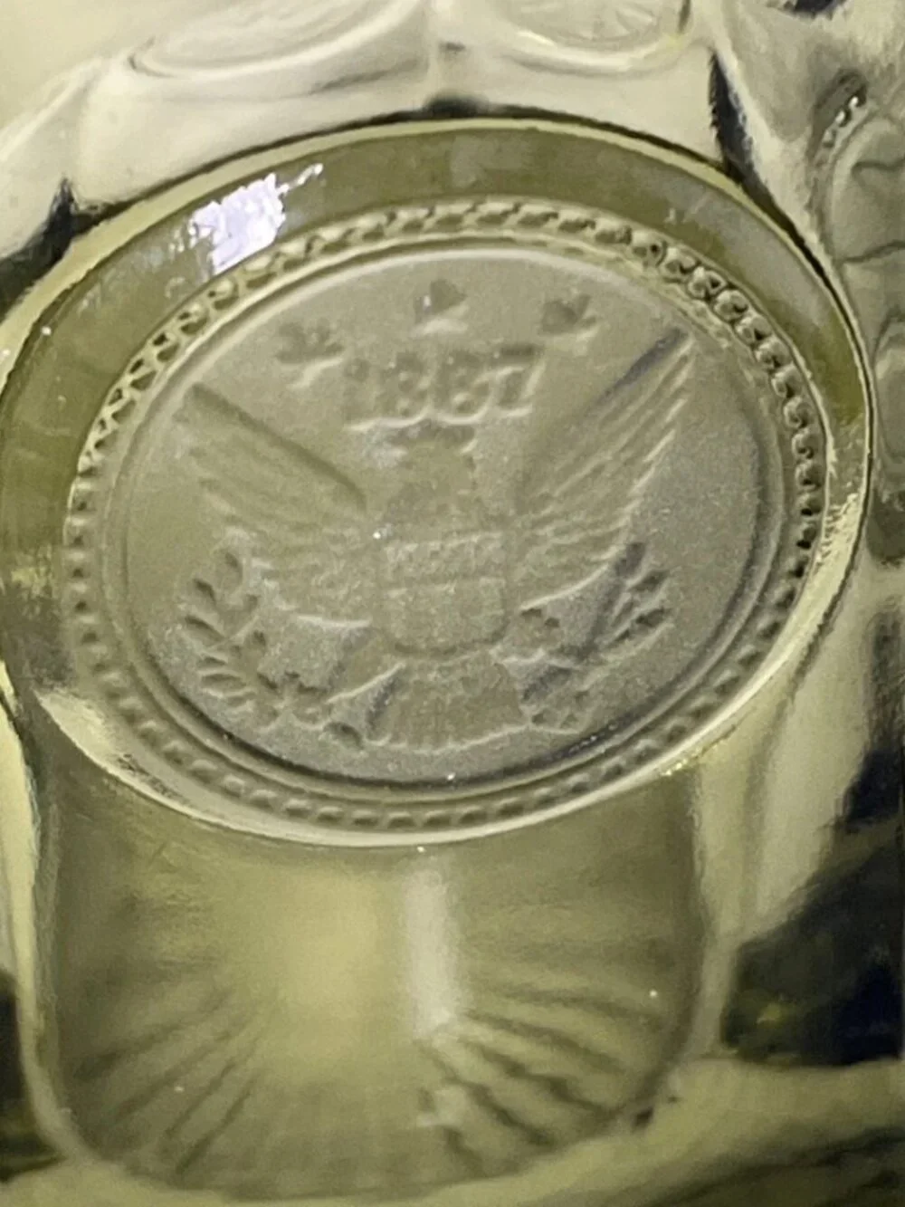 Vintage Fostoria Coin Glass Olive Green Creamer Pitcher
